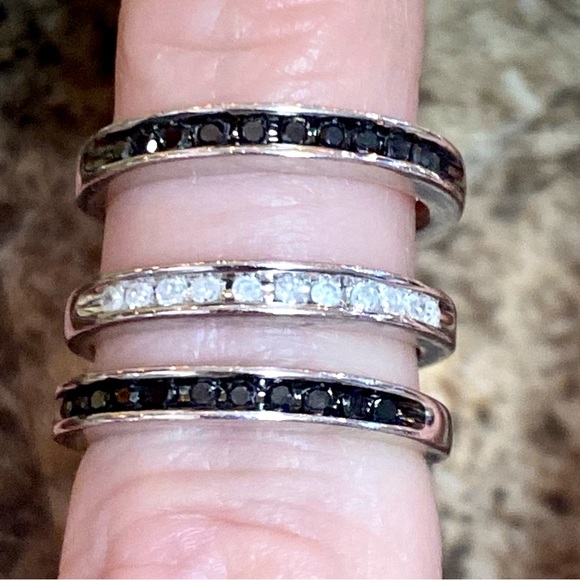 Genuine Black Diamond Stacking Wedding Band ~ Dainty Bridal Anniversary Pinky - Picture 8 of 14